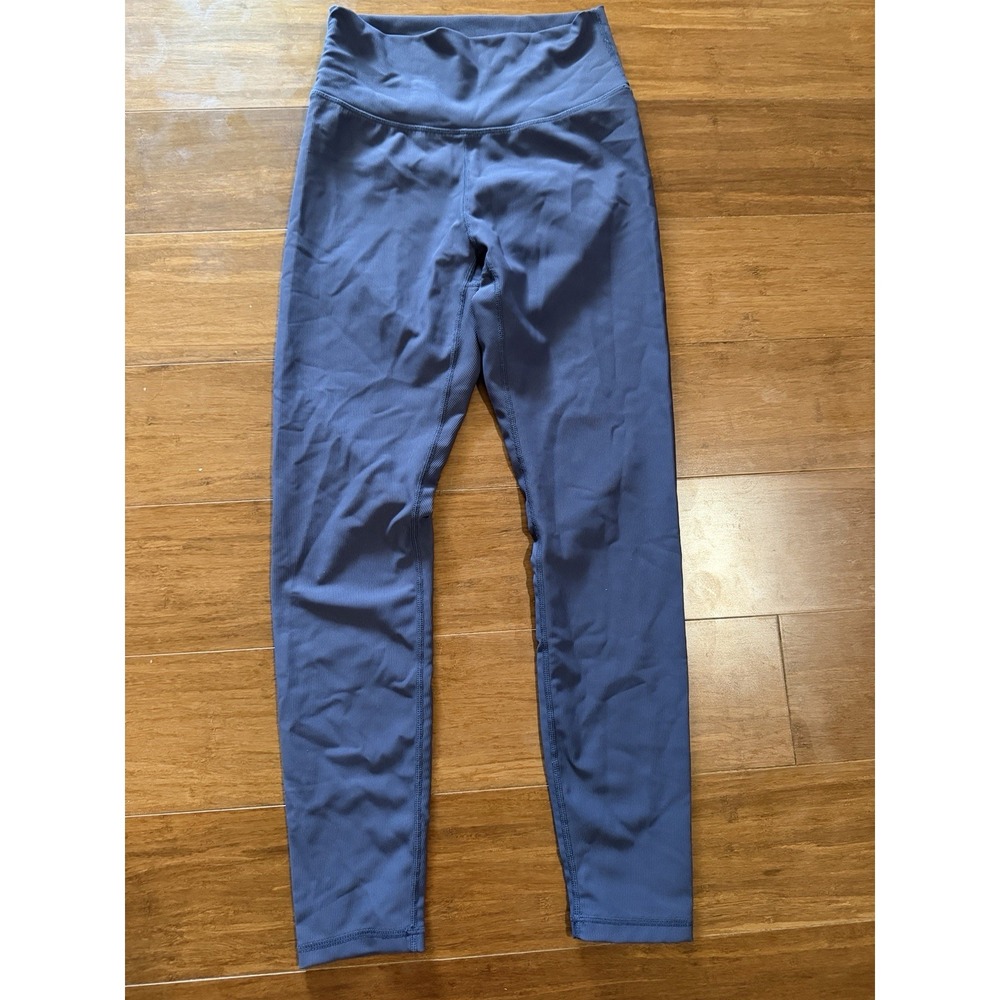 WILO Women's Navy Gray Solid Legging Medium Nylon Spandex Logo Accent
